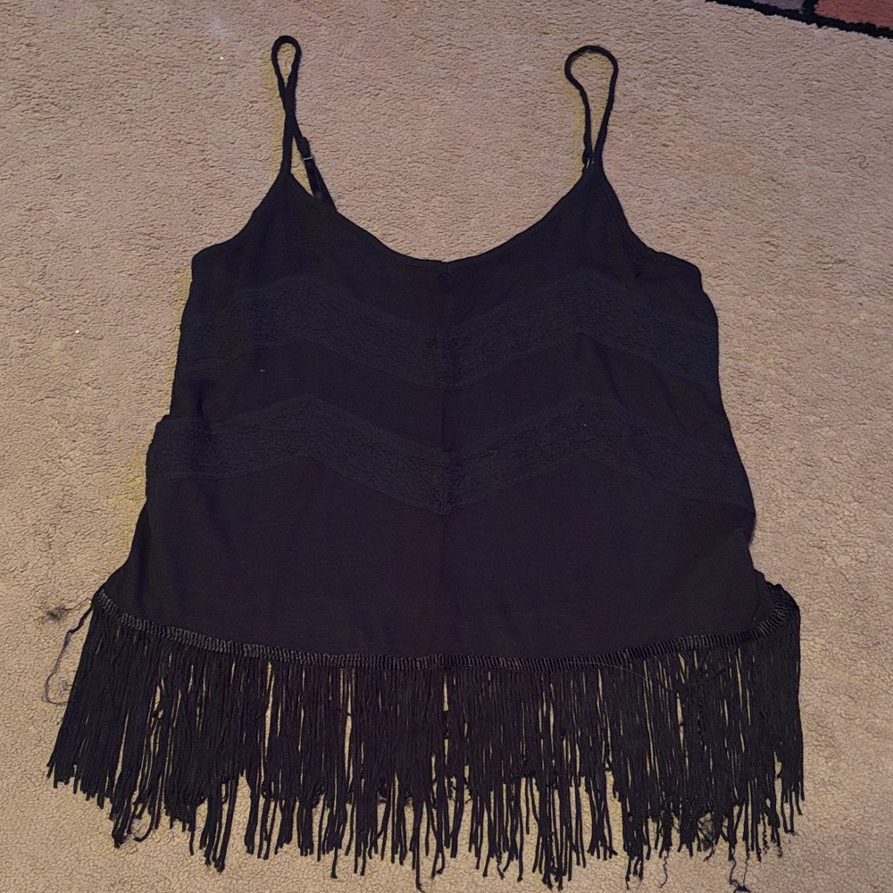 American Eagle Outfitters Black Fringe Camisole